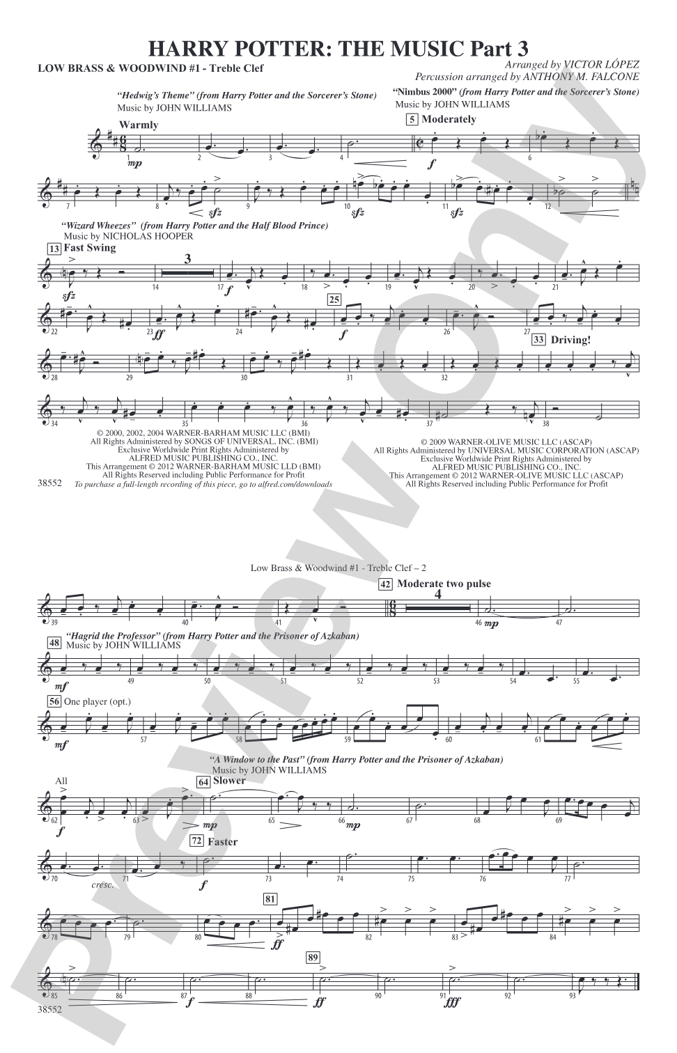 Harry Potter: The Music, Part 3: Low Brass & Woodwinds #1 - Treble Clef