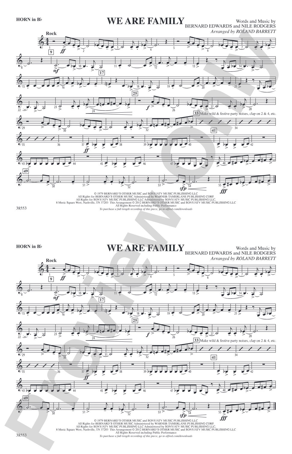 We Are Family: Horn in B flat