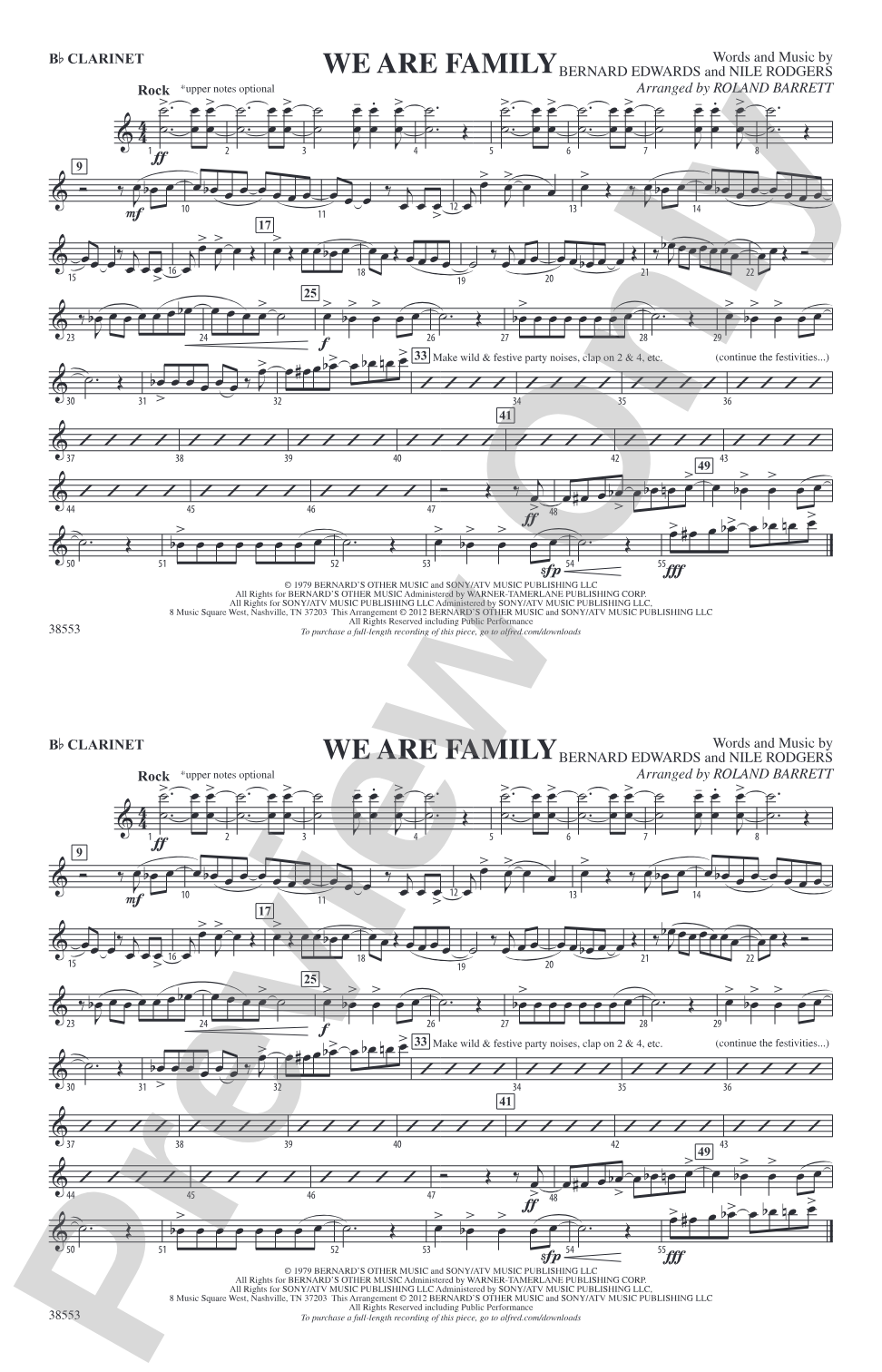 We Are Family: 1st B-flat Clarinet