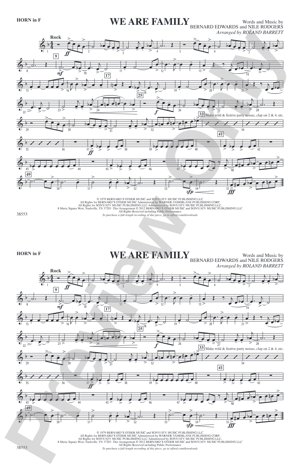 We Are Family: 1st F Horn