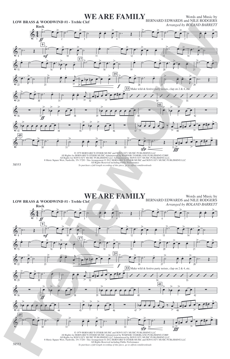 We Are Family: Low Brass & Woodwinds #1 - Treble Clef