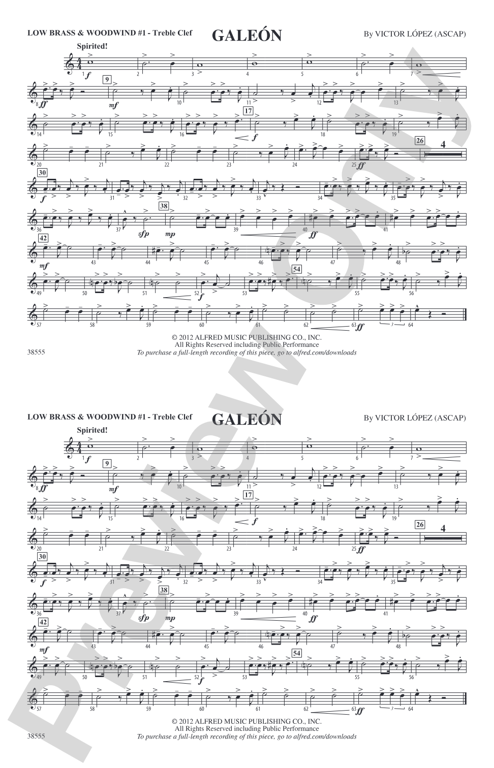 Galeón: Low Brass & Woodwinds #1 - Treble Clef