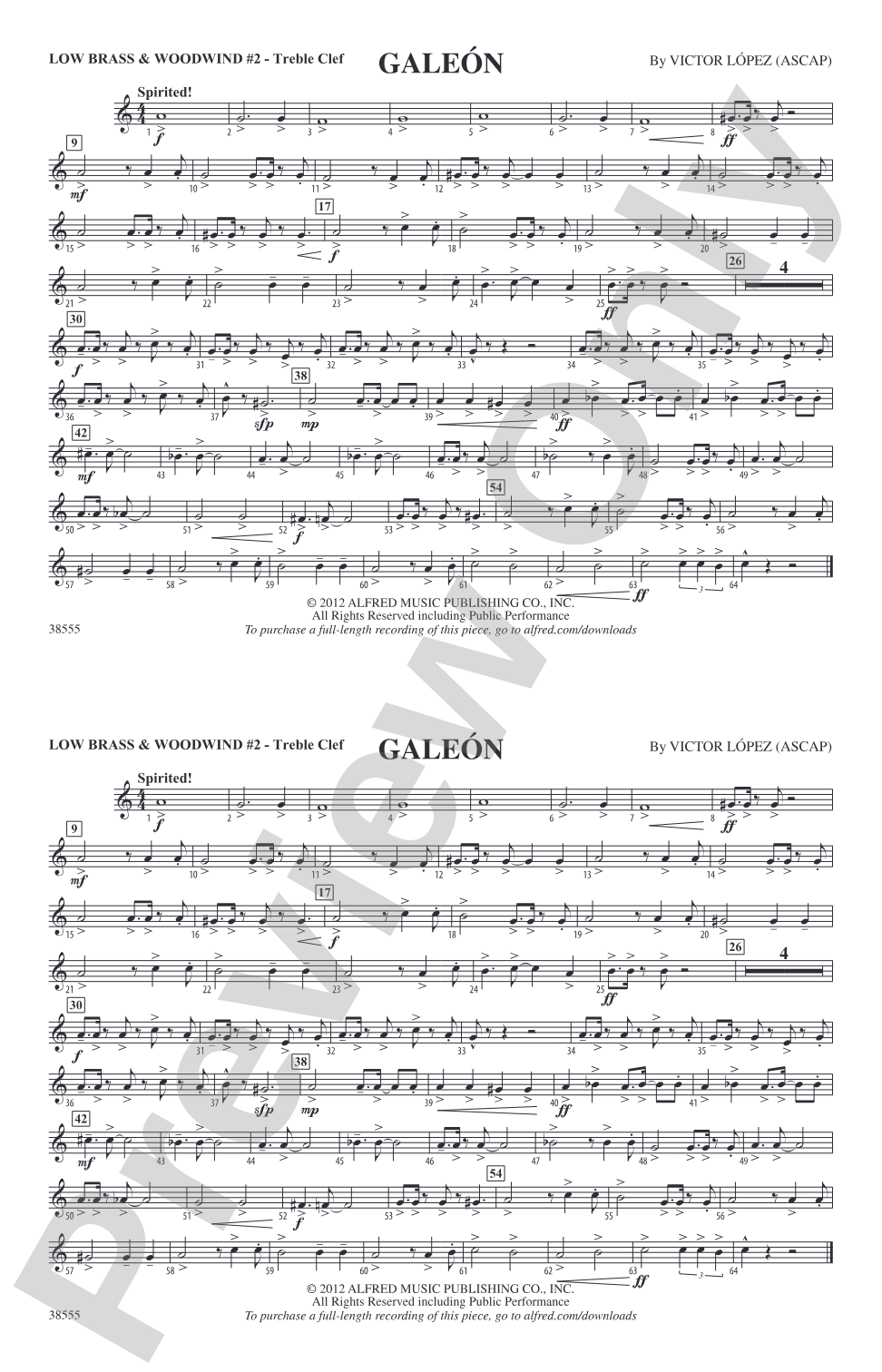Galeón: Low Brass & Woodwinds #2 - Treble Clef