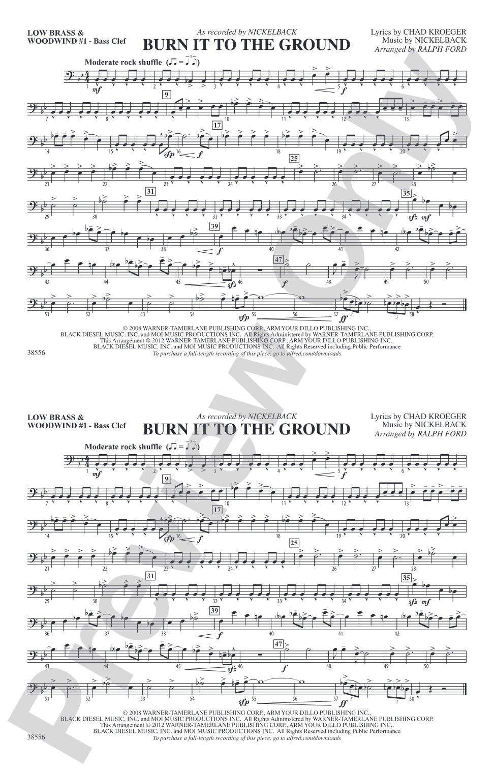 Burn It to the Ground: Low Brass & Woodwinds #1 - Bass Clef