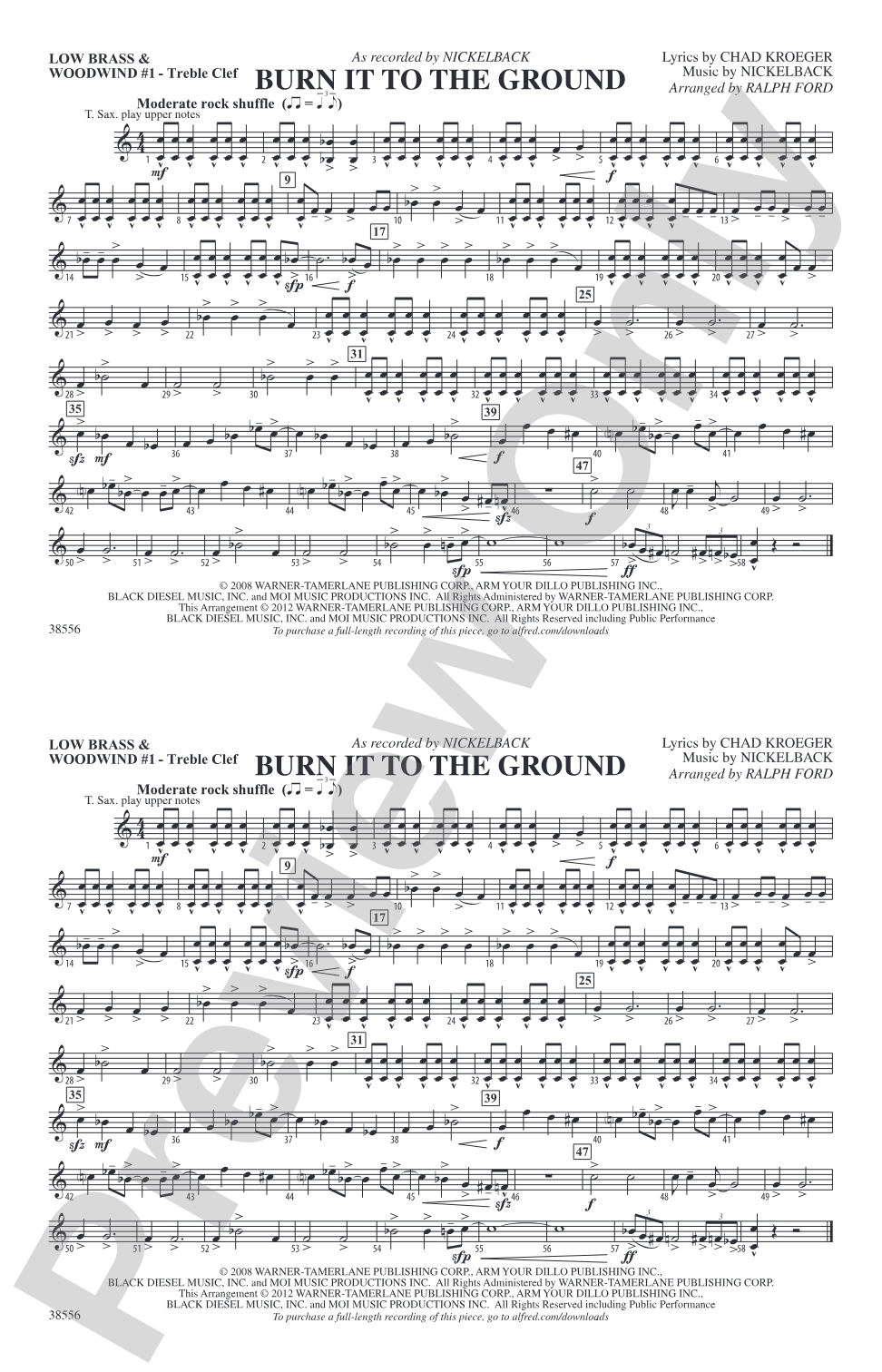 Burn It to the Ground: Low Brass & Woodwinds #1 - Treble Clef