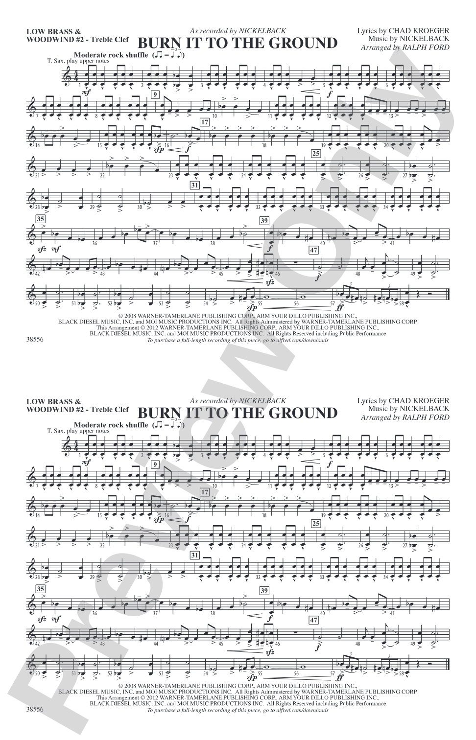Burn It to the Ground: Low Brass & Woodwinds #2 - Treble Clef