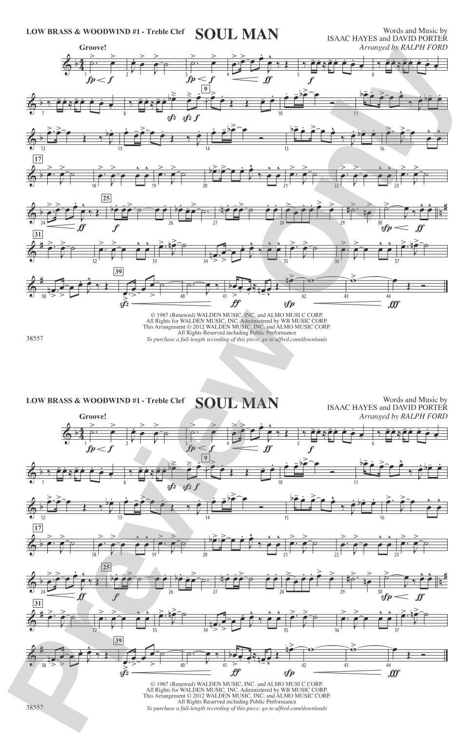 Soul Man: Low Brass & Woodwinds #1 - Treble Clef