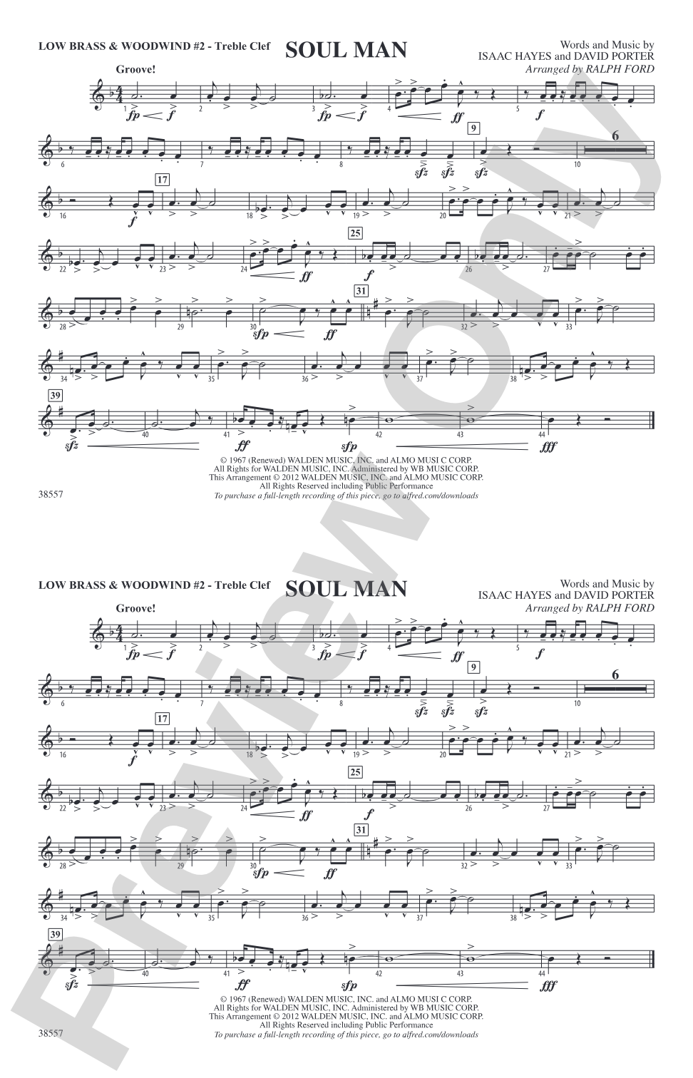Soul Man: Low Brass & Woodwinds #2 - Treble Clef