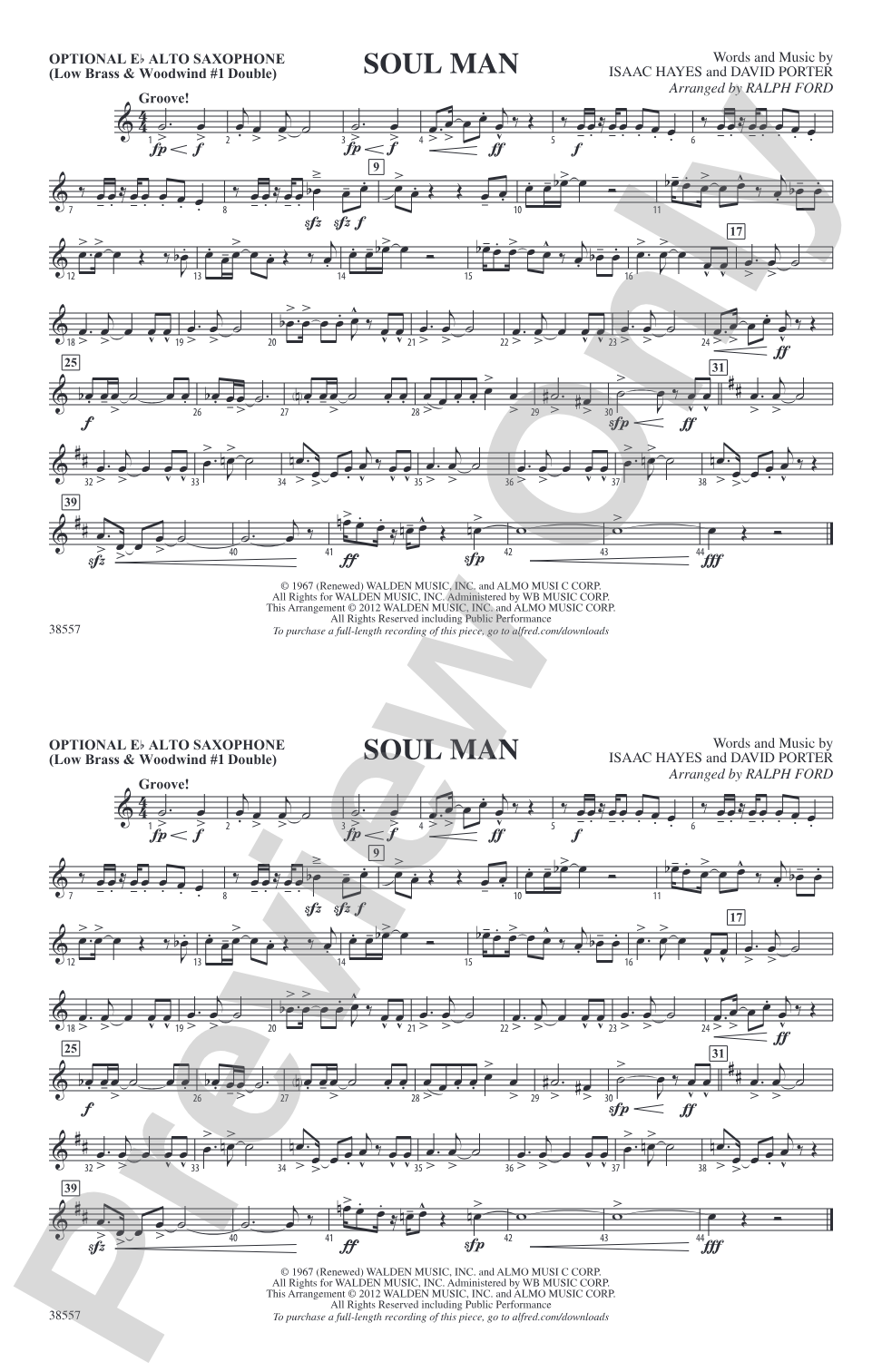 Soul Man: Optional Alto Sax