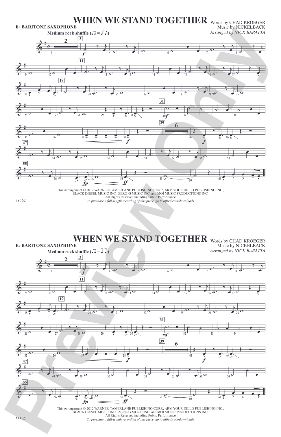 When We Stand Together: E-flat Baritone Saxophone