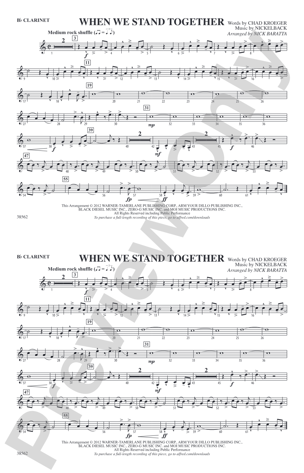 When We Stand Together: 1st B-flat Clarinet
