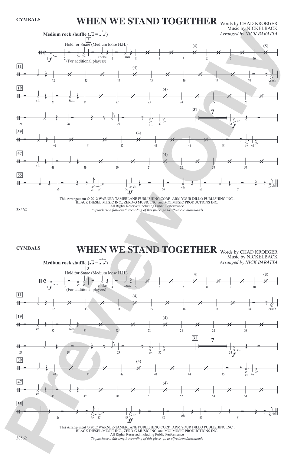 When We Stand Together: Cymbals