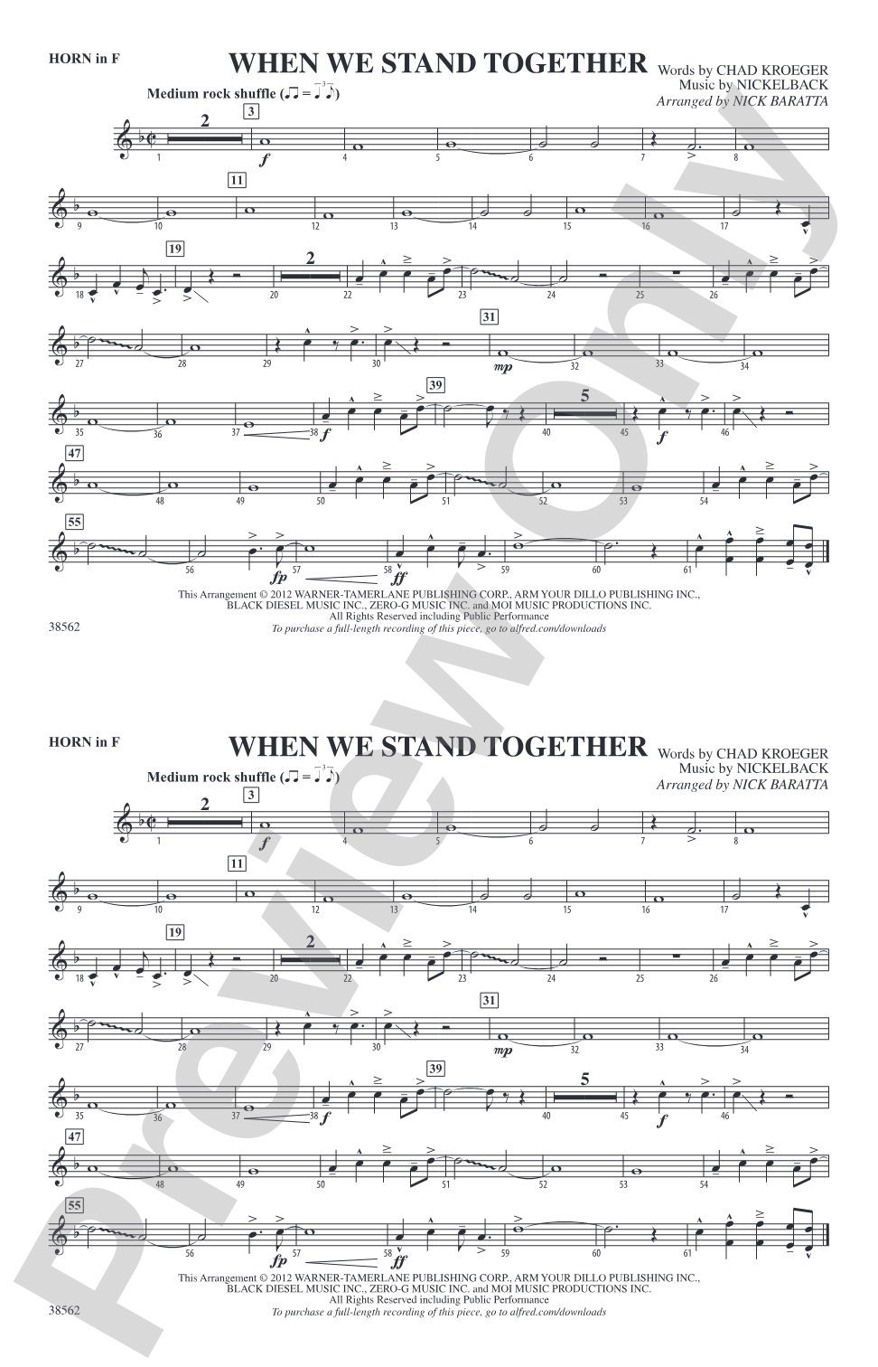 When We Stand Together: 1st F Horn