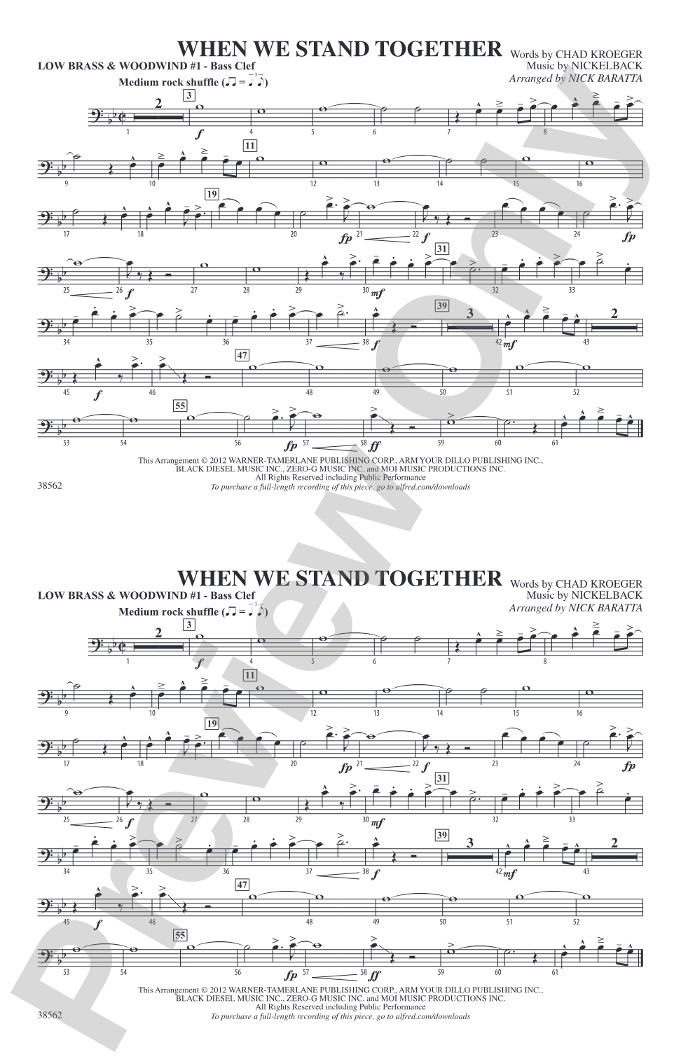 When We Stand Together: Low Brass & Woodwinds #1 - Bass Clef