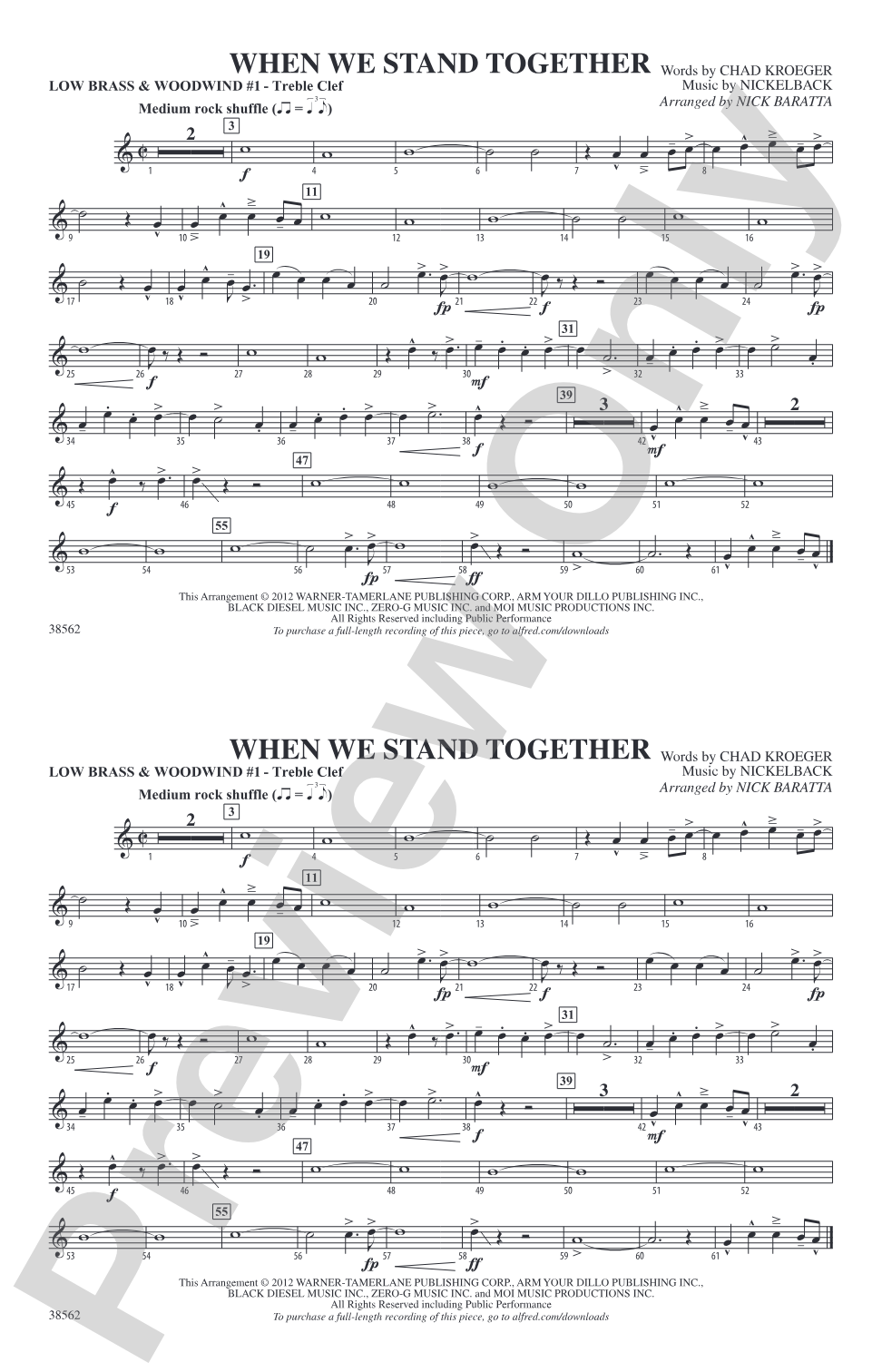 When We Stand Together: Low Brass & Woodwinds #1 - Treble Clef