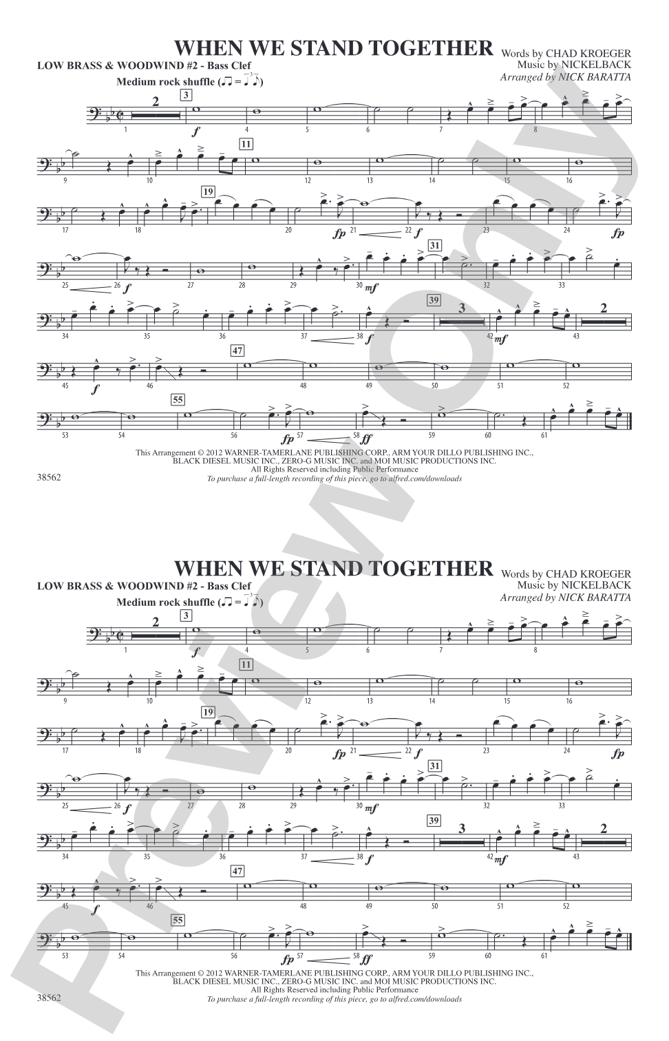 When We Stand Together: Low Brass & Woodwinds #2 - Bass Clef