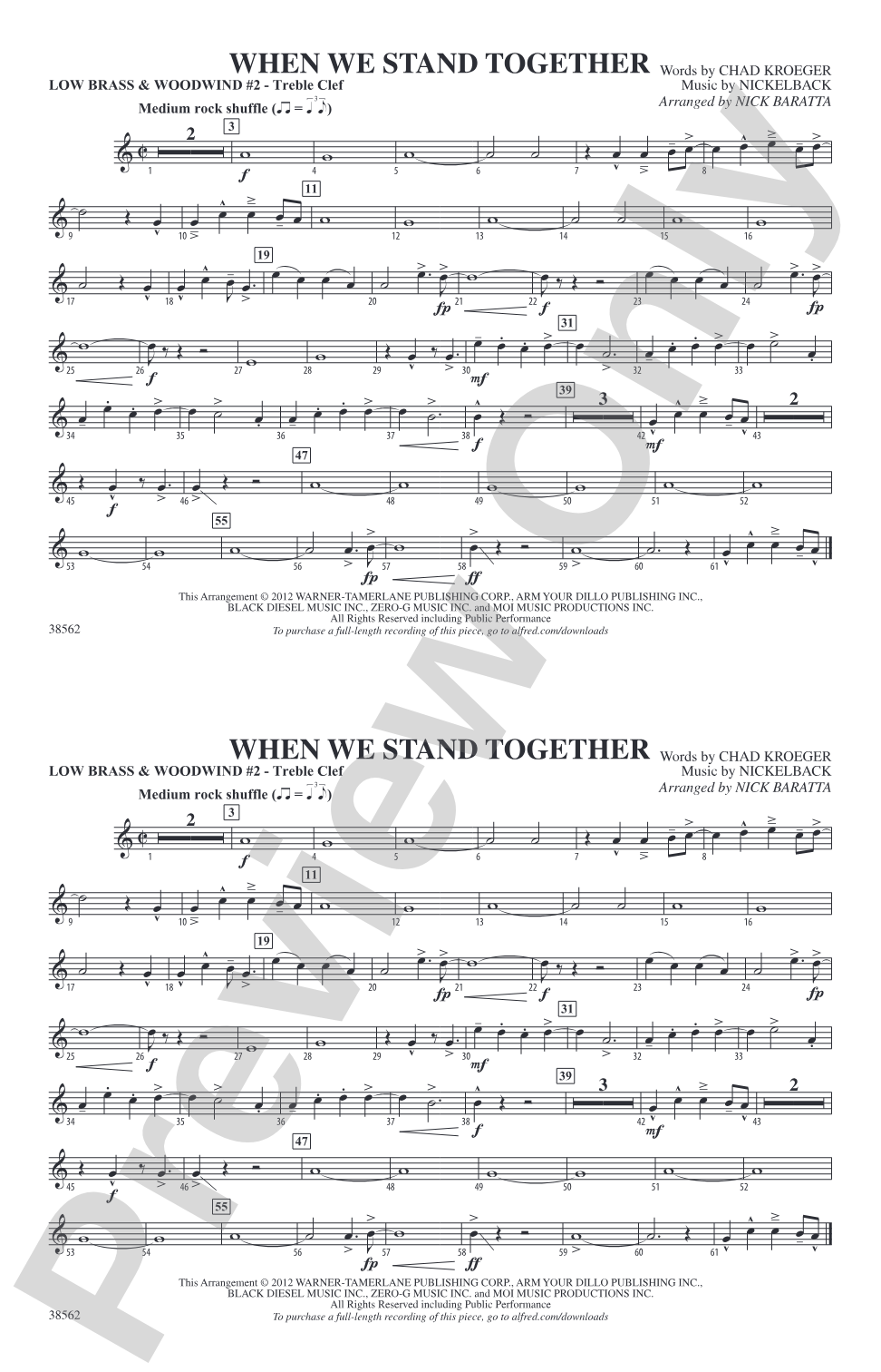 When We Stand Together: Low Brass & Woodwinds #2 - Treble Clef