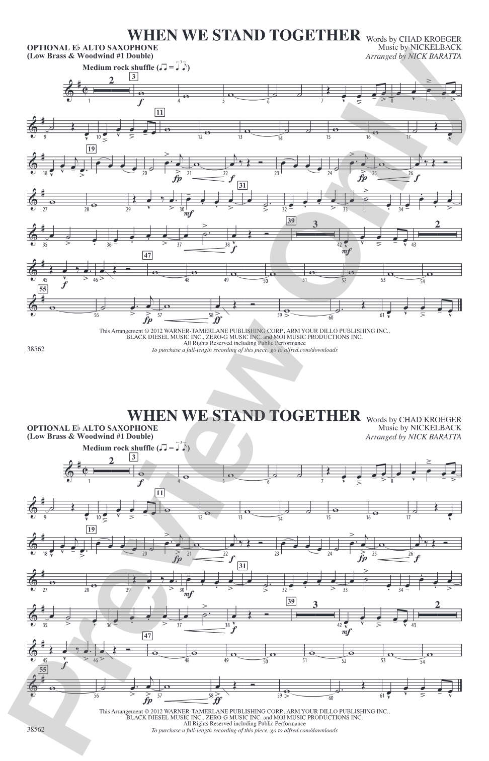 When We Stand Together: Optional Alto Sax