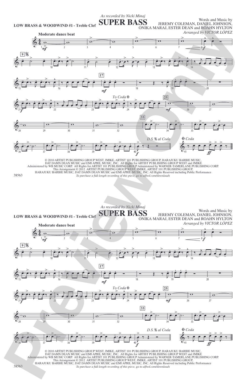 Super Bass: Low Brass & Woodwinds #1 - Treble Clef