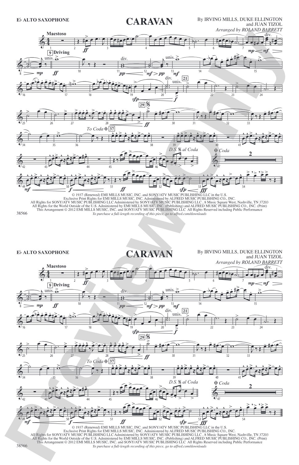 Caravan: E-flat Alto Saxophone