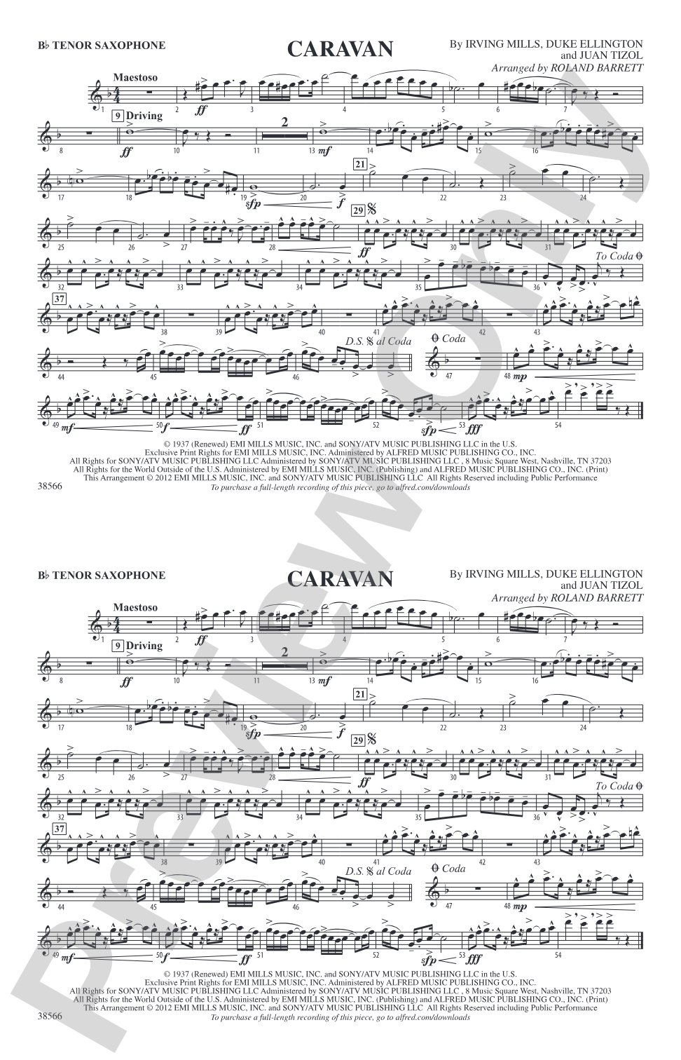 Caravan: B-flat Tenor Saxophone