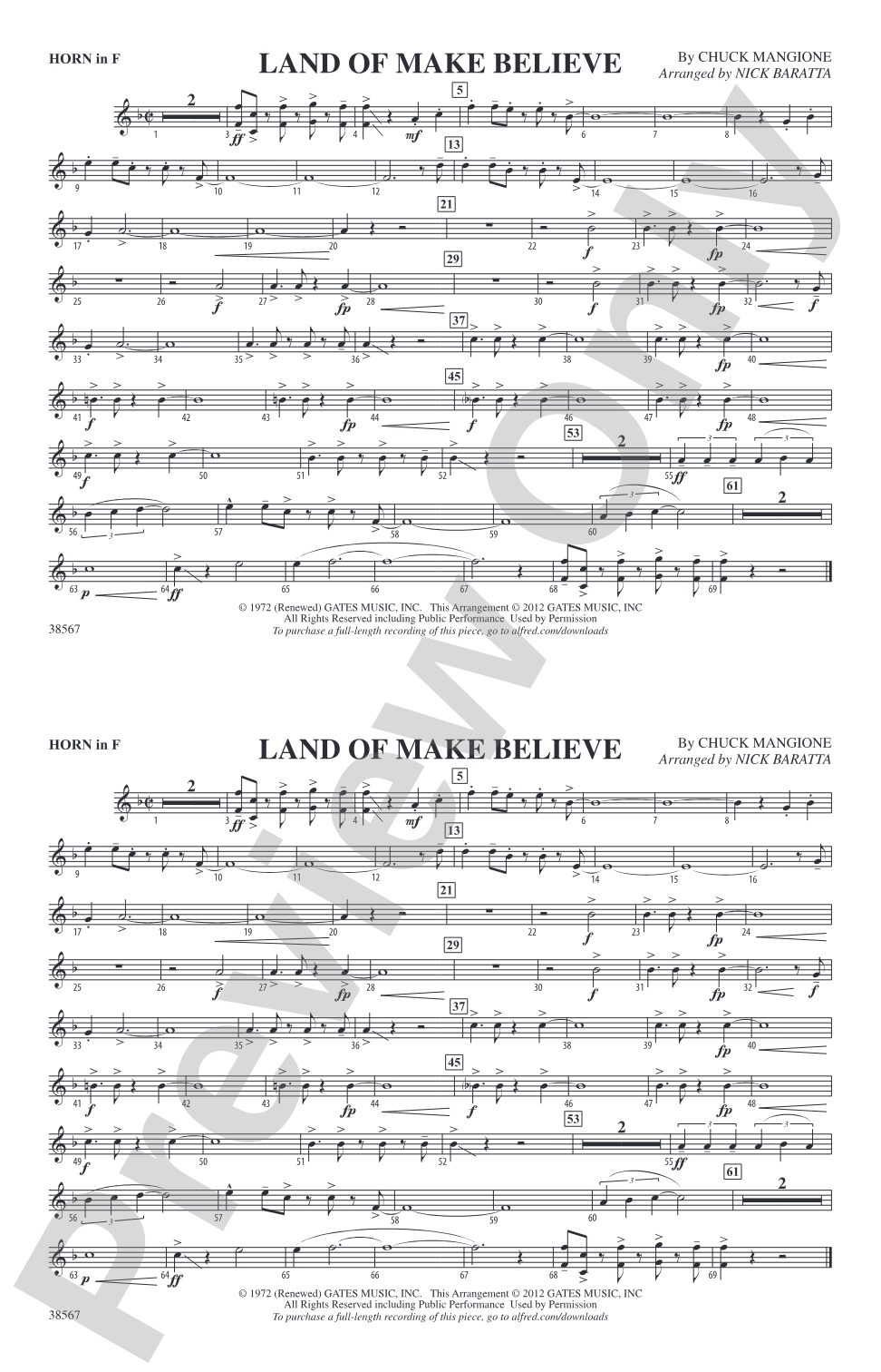 Land of Make Believe: 1st F Horn