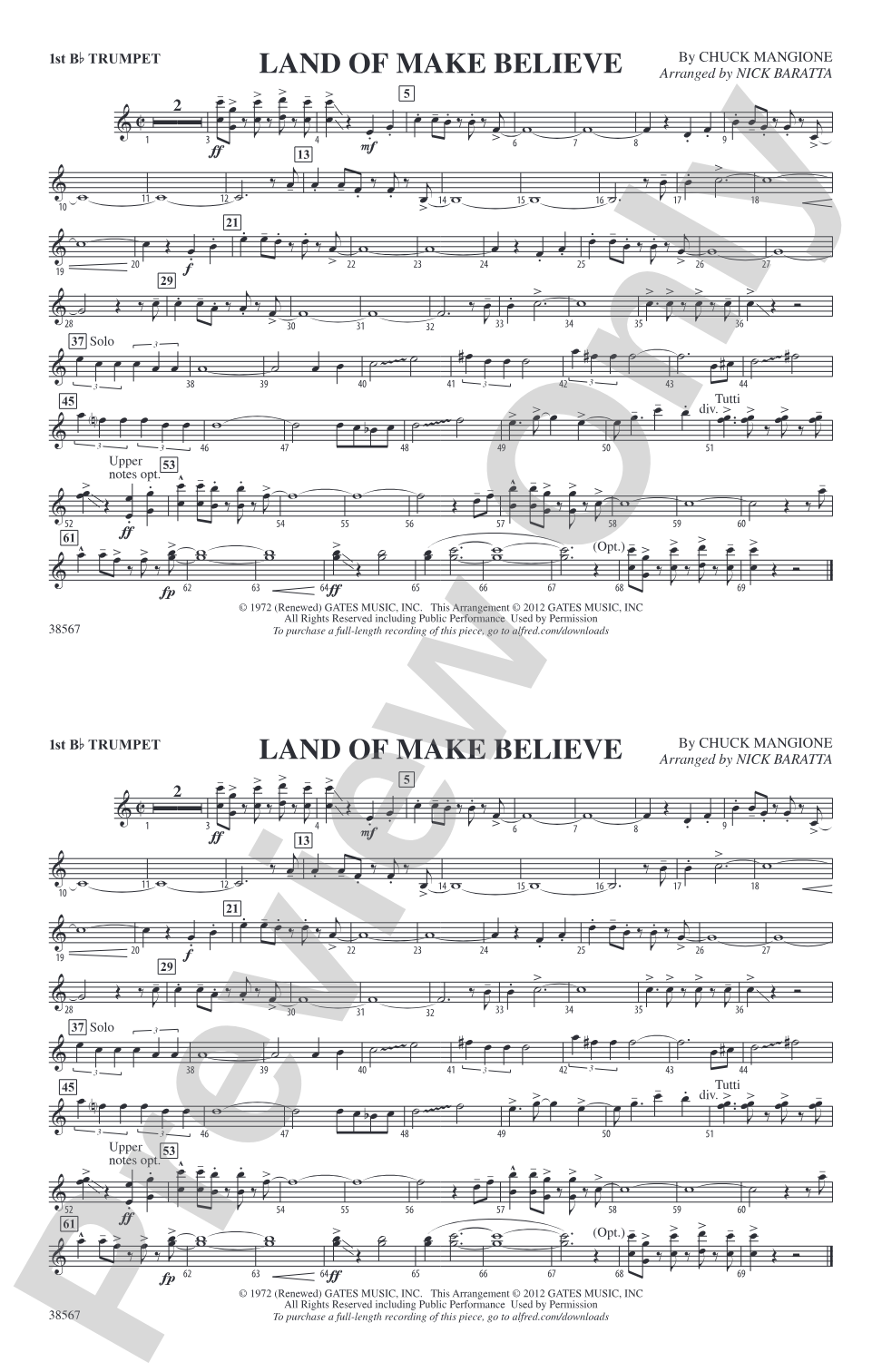 Land of Make Believe: 1st B-flat Trumpet