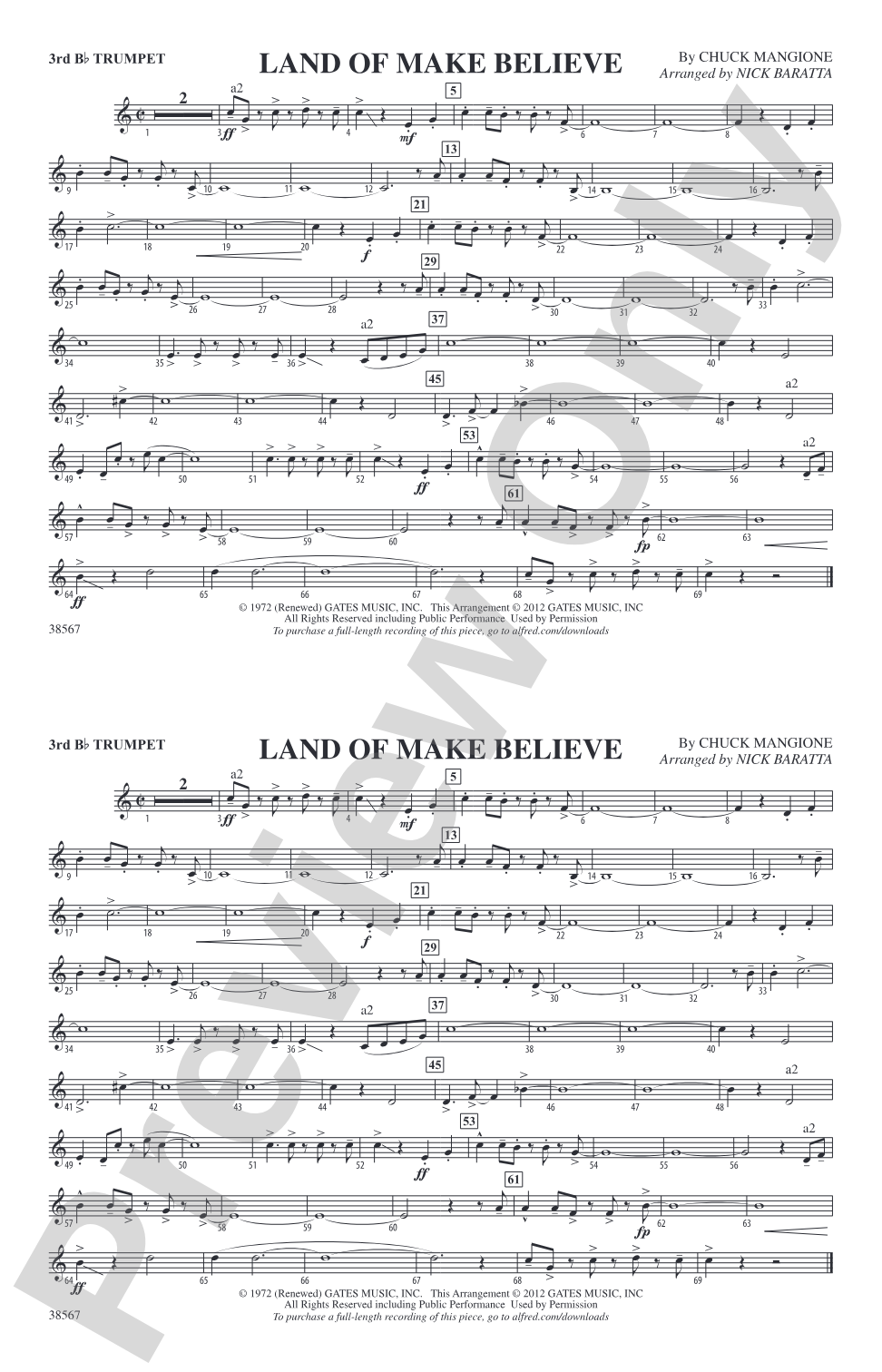 Land of Make Believe: 3rd B-flat Trumpet