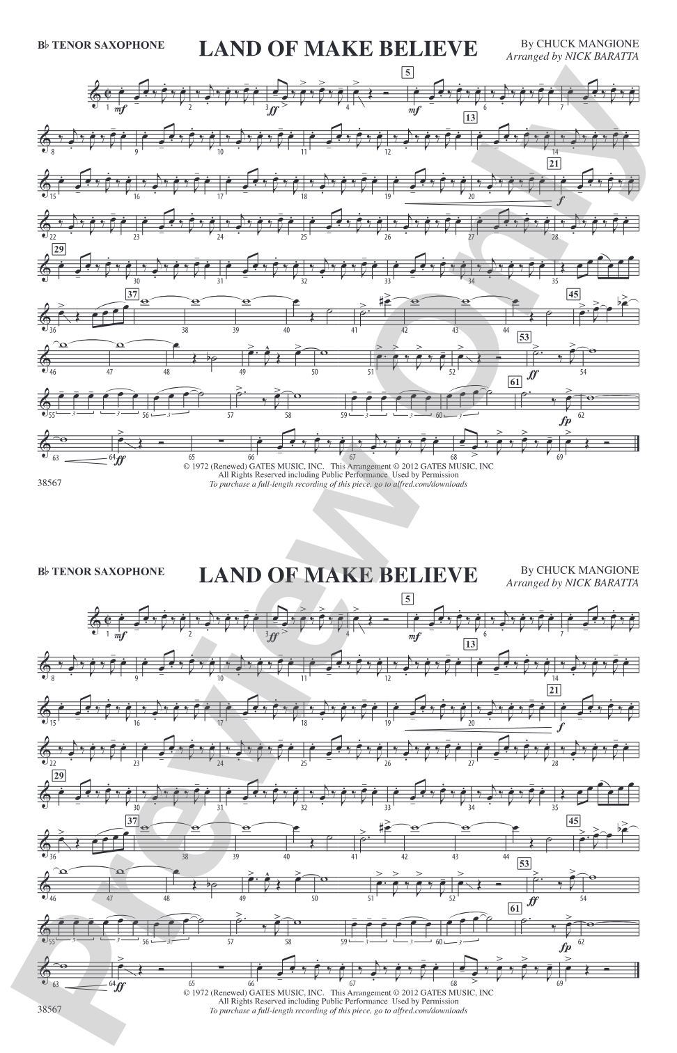 Land of Make Believe: B-flat Tenor Saxophone