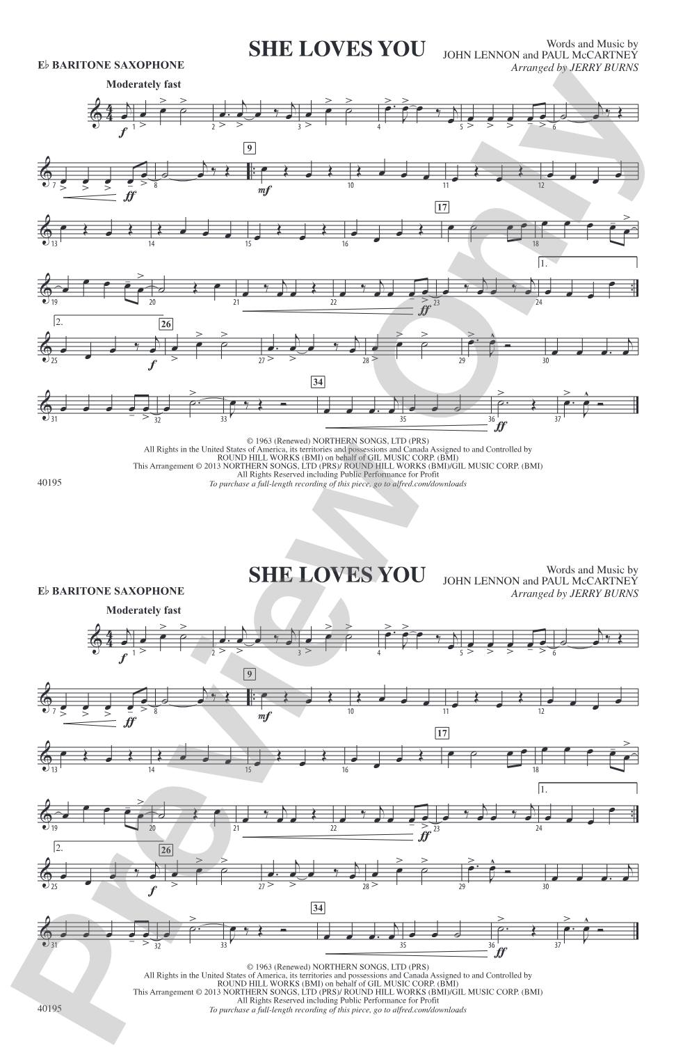 She Loves You: E-flat Baritone Saxophone