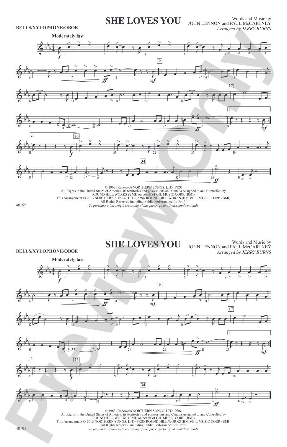 She Loves You: Bells/Xylophone/Oboe