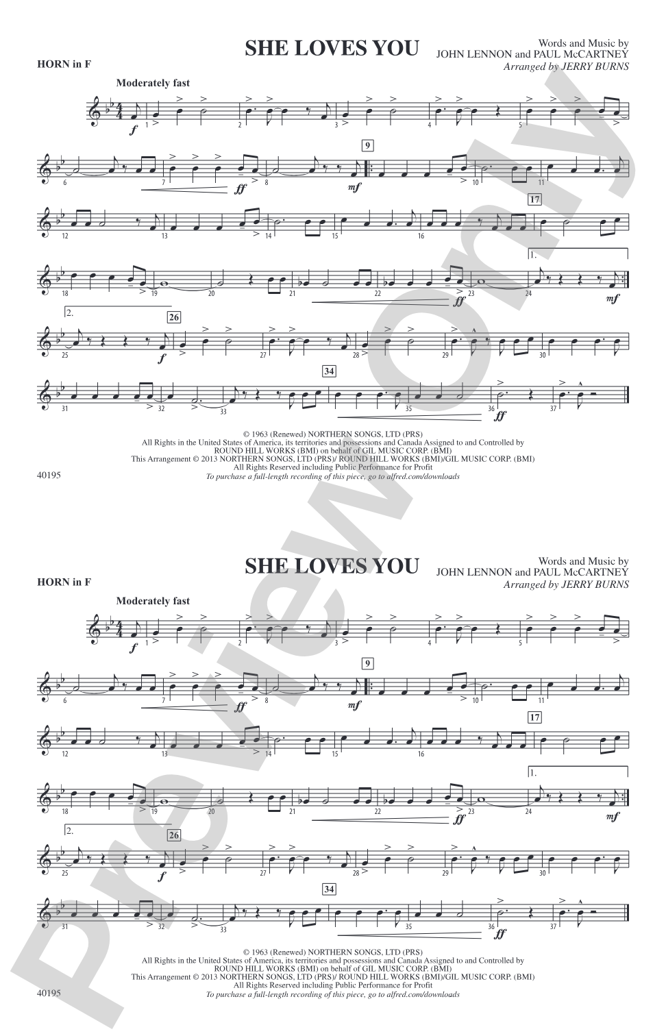 She Loves You: 1st F Horn