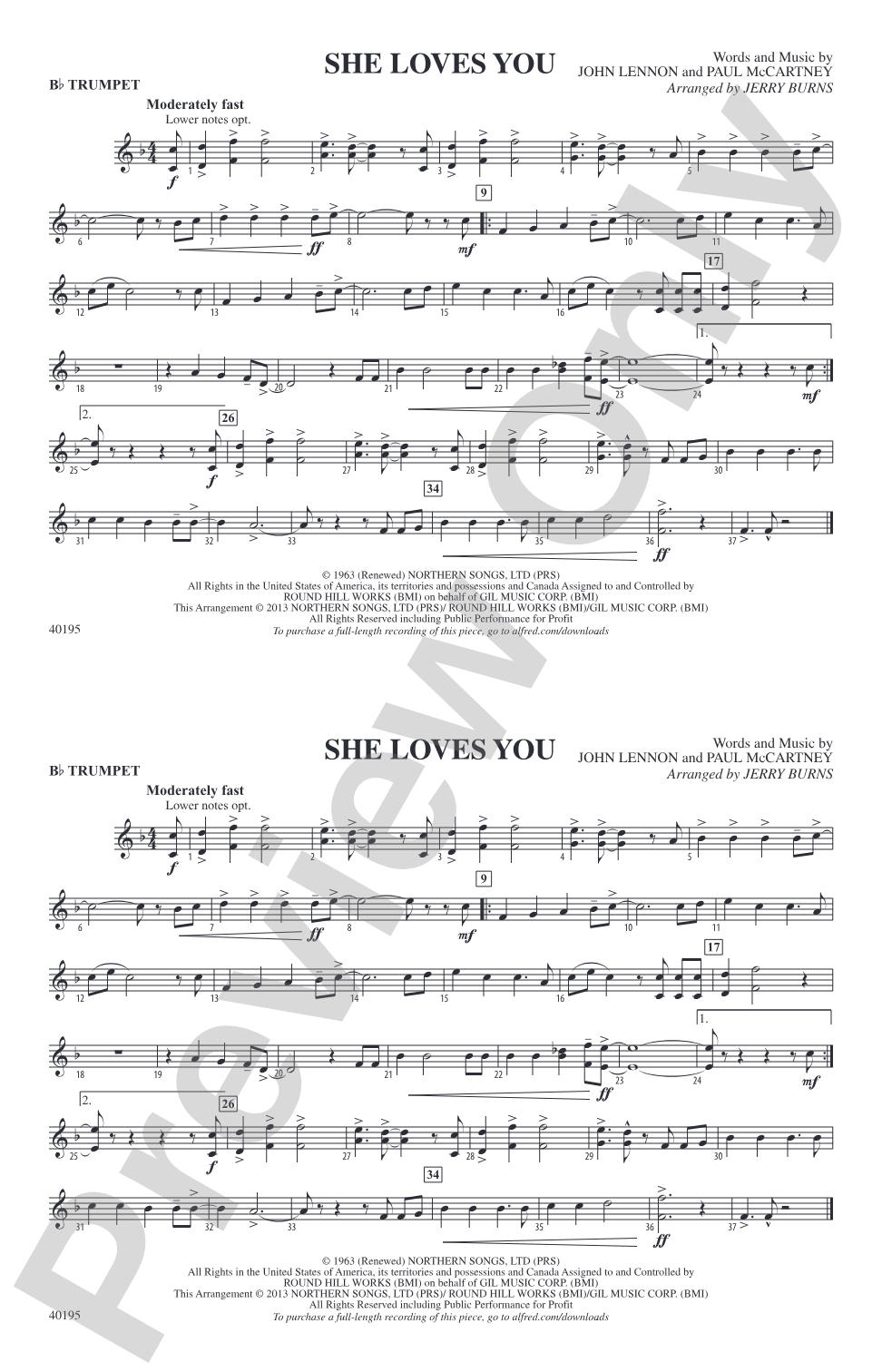 She Loves You: 1st B-flat Trumpet