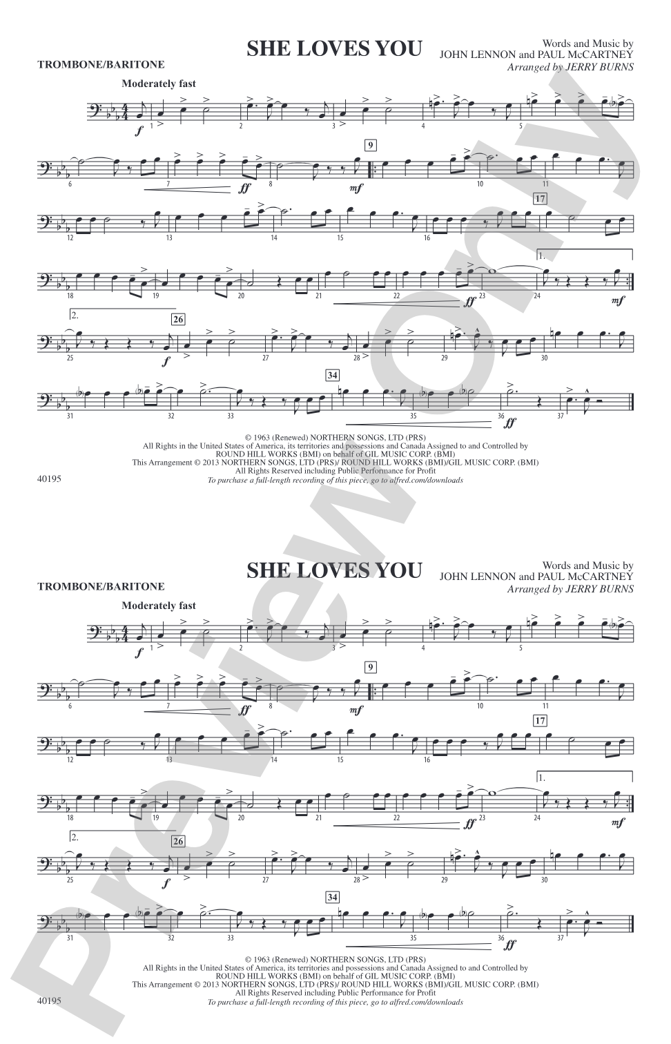 She Loves You: 1st Trombone