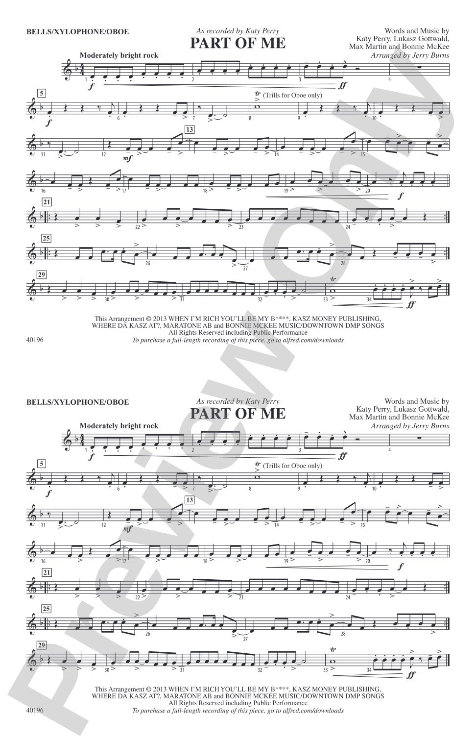 Part of Me: Bells/Xylophone/Oboe