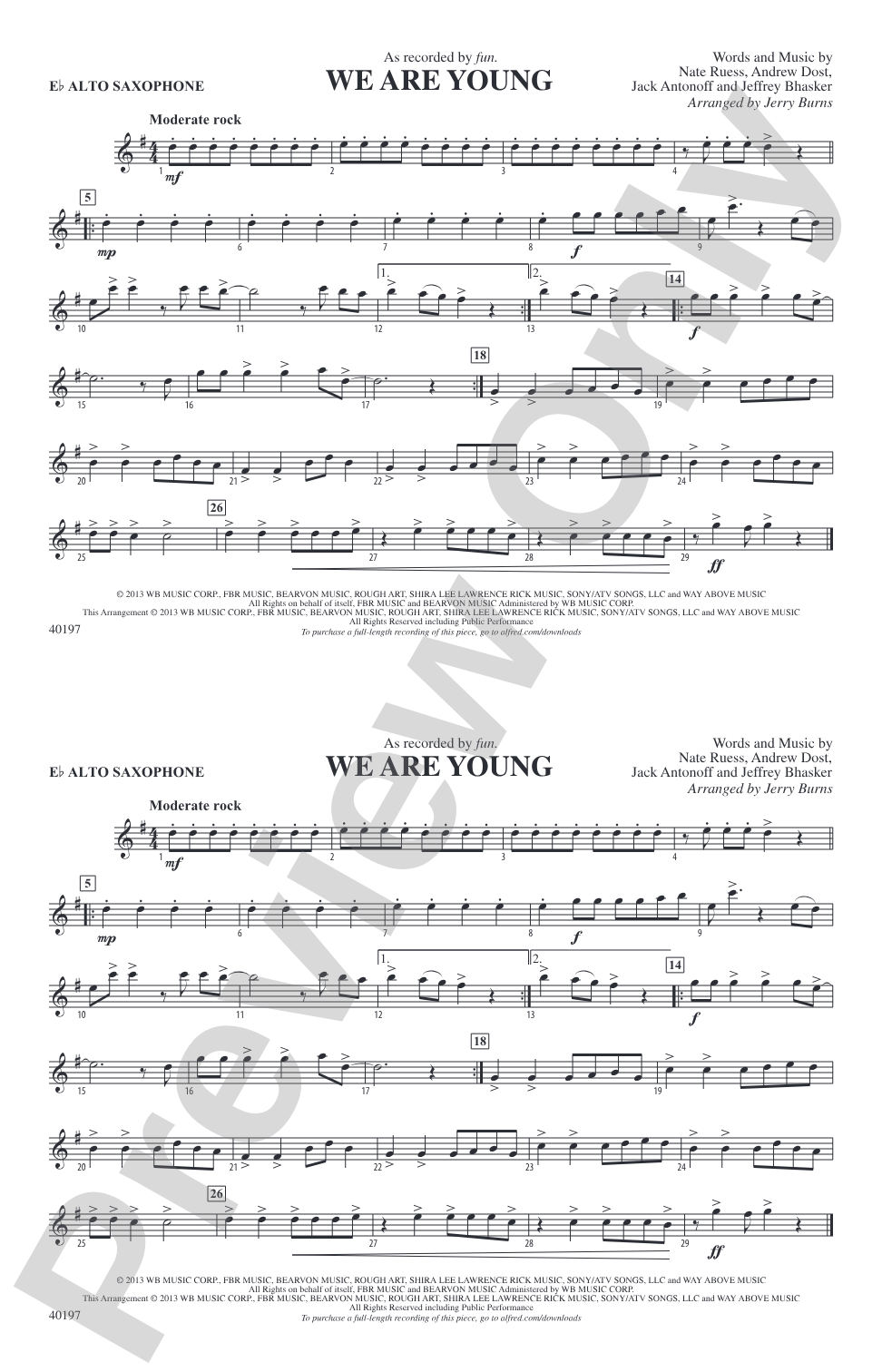 We Are Young: E-flat Alto Saxophone