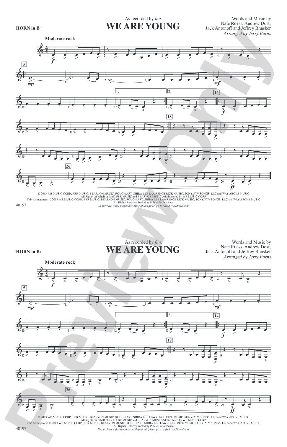 We Are Young: Horn in B flat