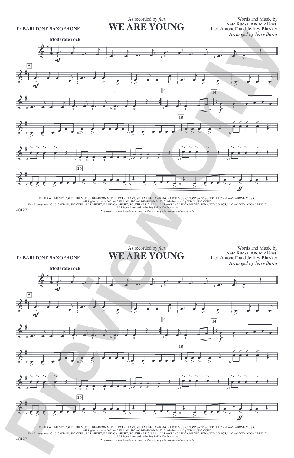 We Are Young: E-flat Baritone Saxophone