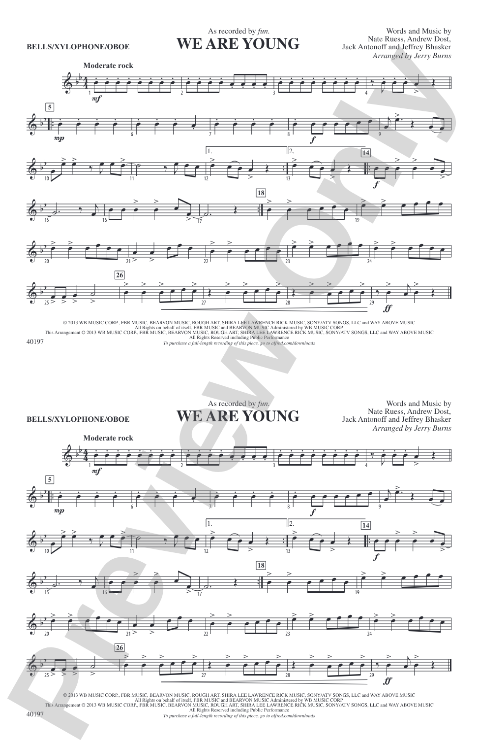 We Are Young: Bells/Xylophone/Oboe