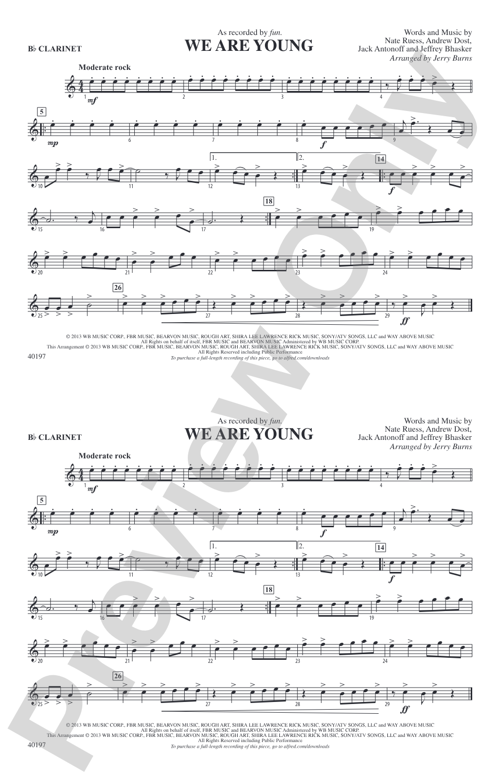 We Are Young: 1st B-flat Clarinet