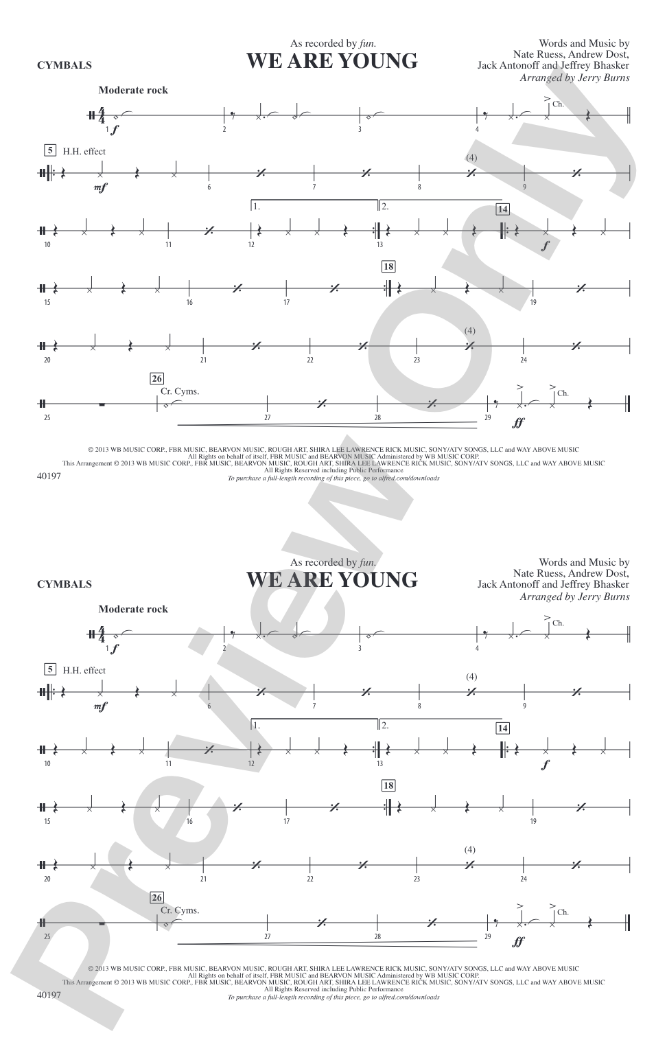 We Are Young: Cymbals