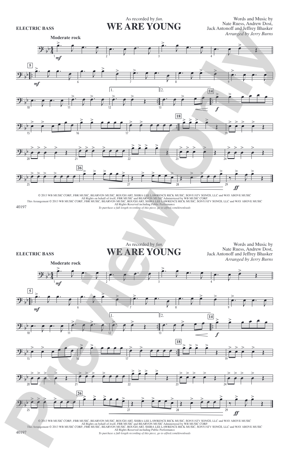 We Are Young: Electric Bass