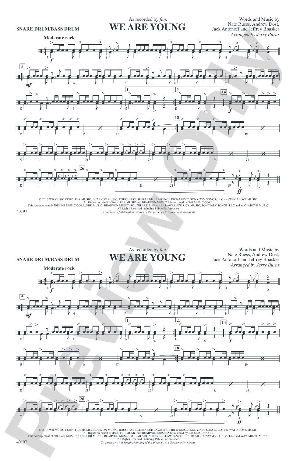 We Are Young: Snare Drum/Bass Drum