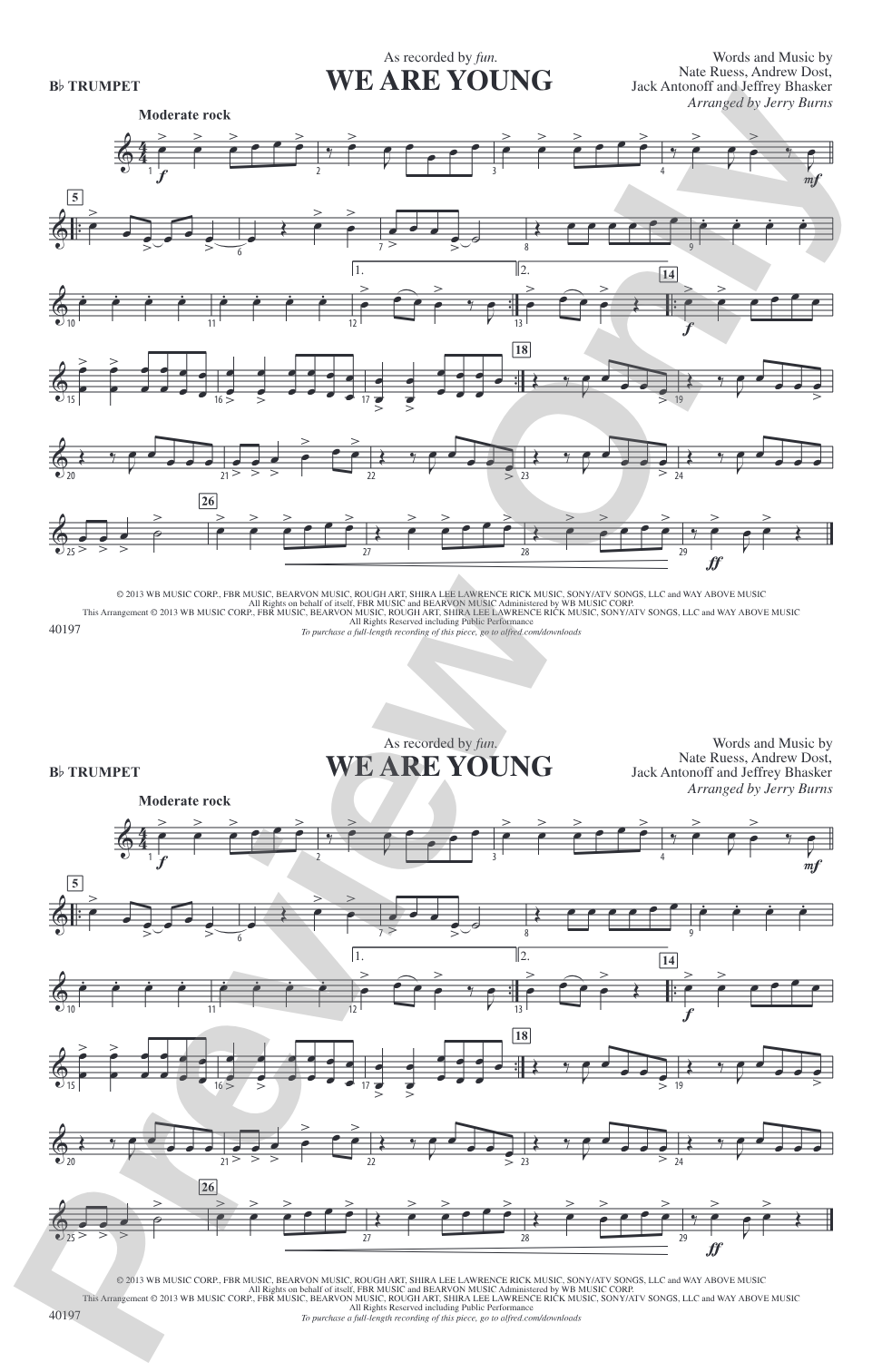 We Are Young: 1st B-flat Trumpet