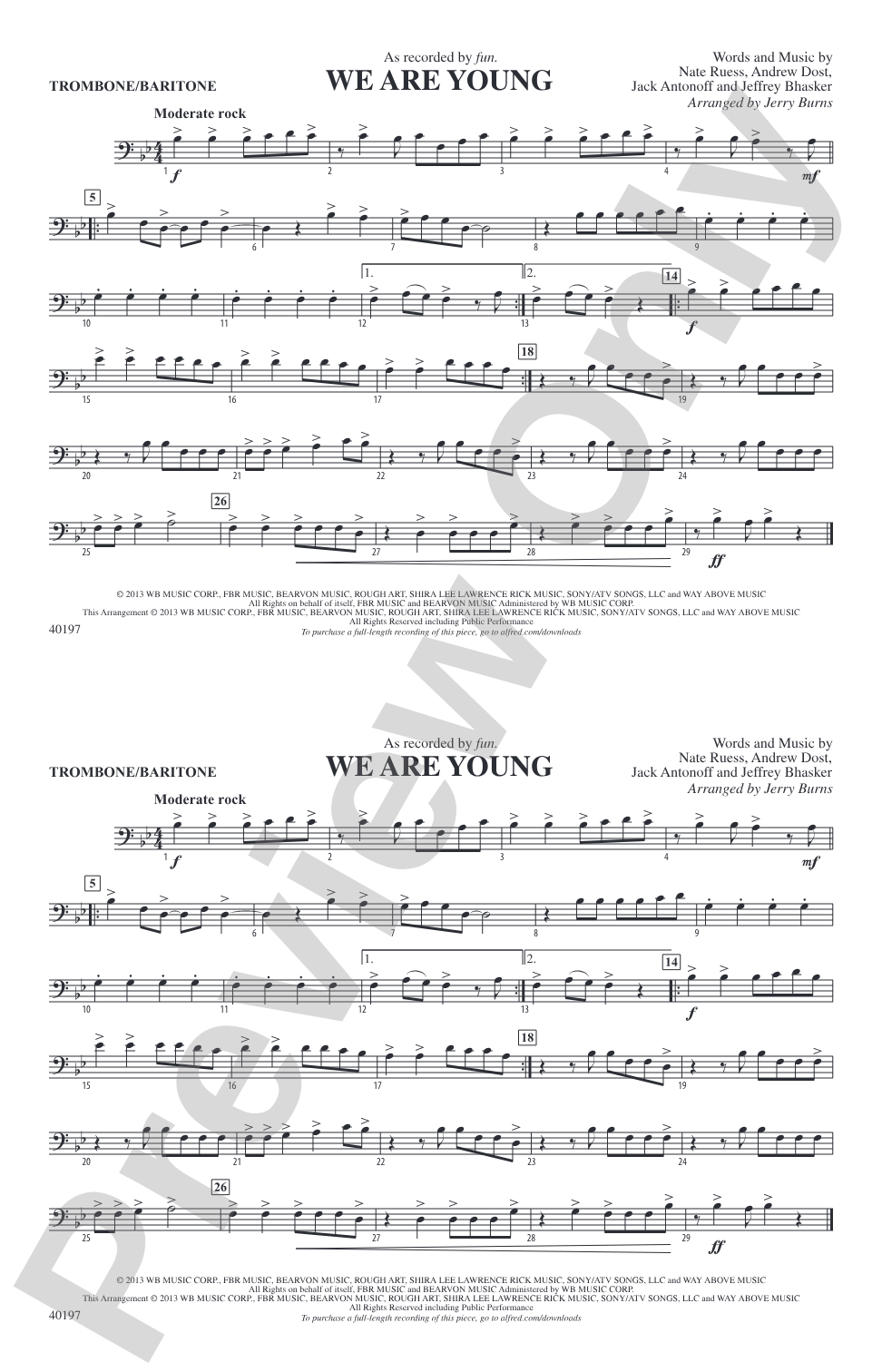 We Are Young: 1st Trombone