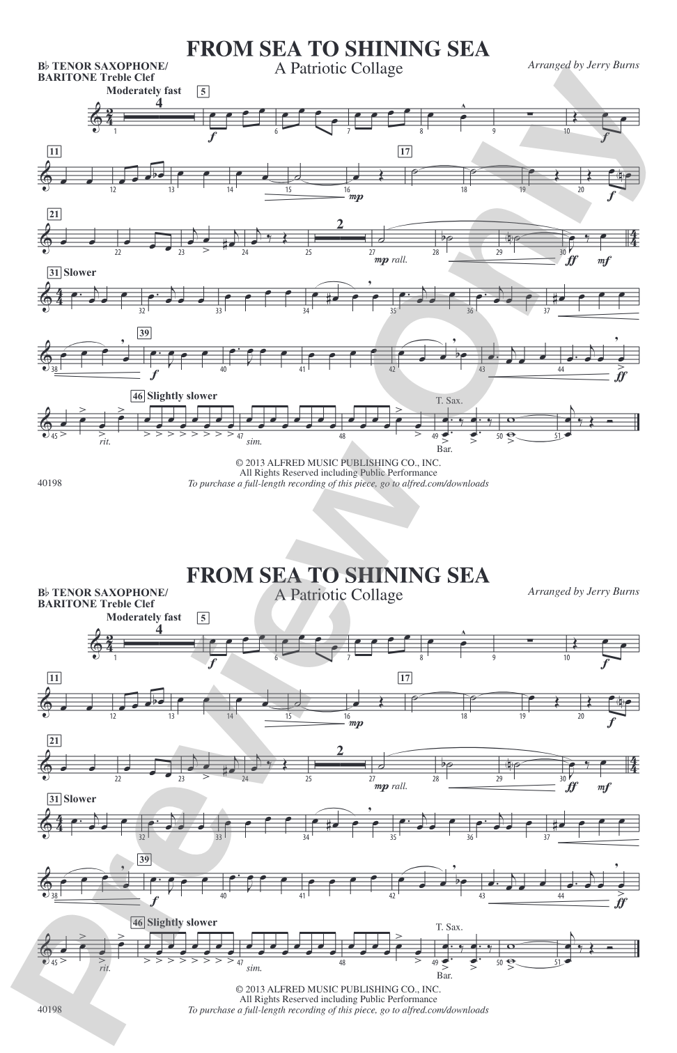 From Sea to Shining Sea: Bb Tenor Saxophone/Bartione Treble Clef