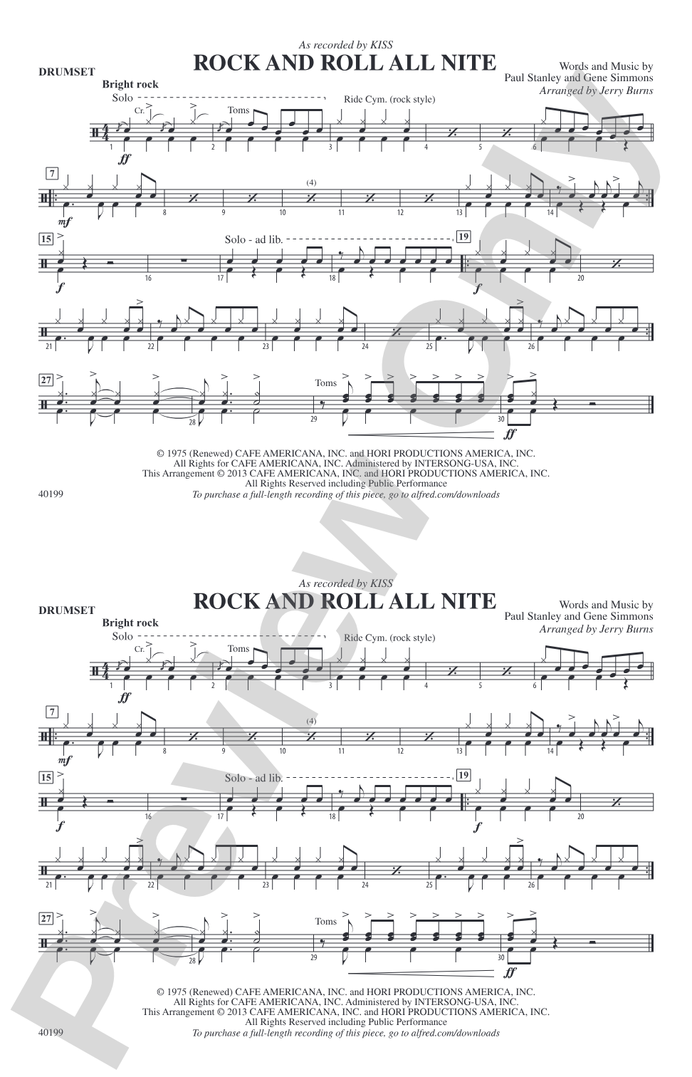 Rock and Roll All Nite: Drumset