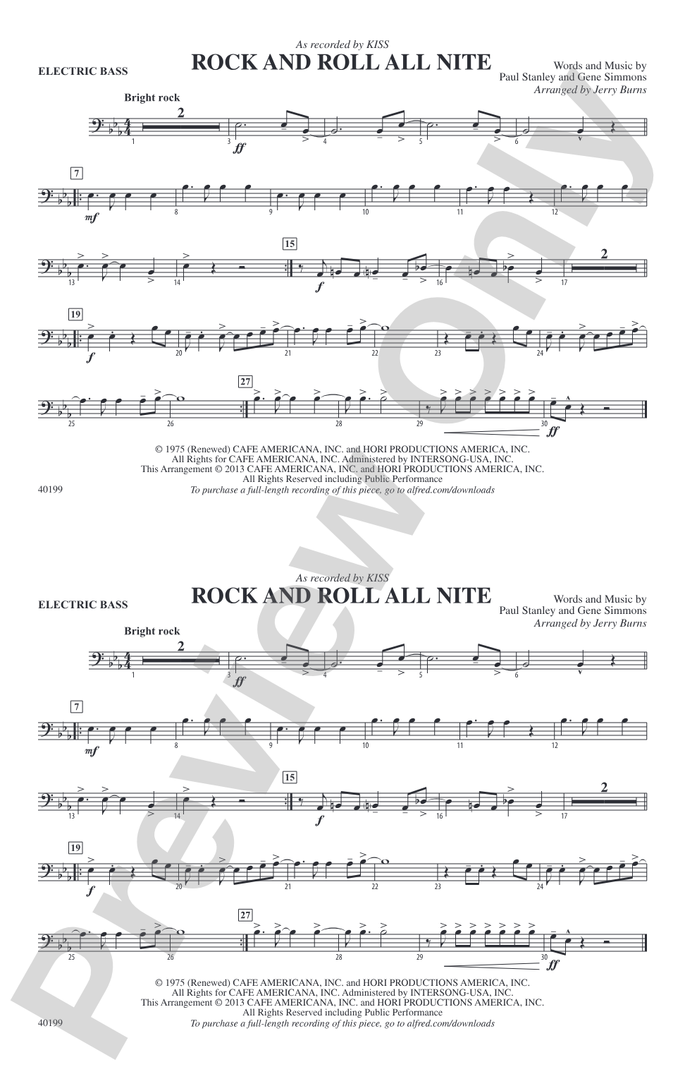 Rock and Roll All Nite: Electric Bass