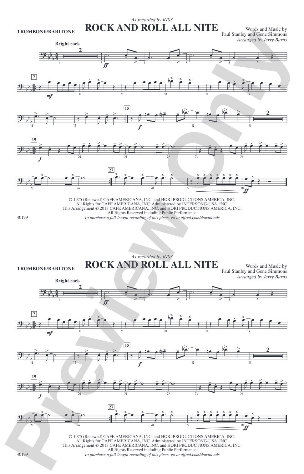 Rock and Roll All Nite: 1st Trombone