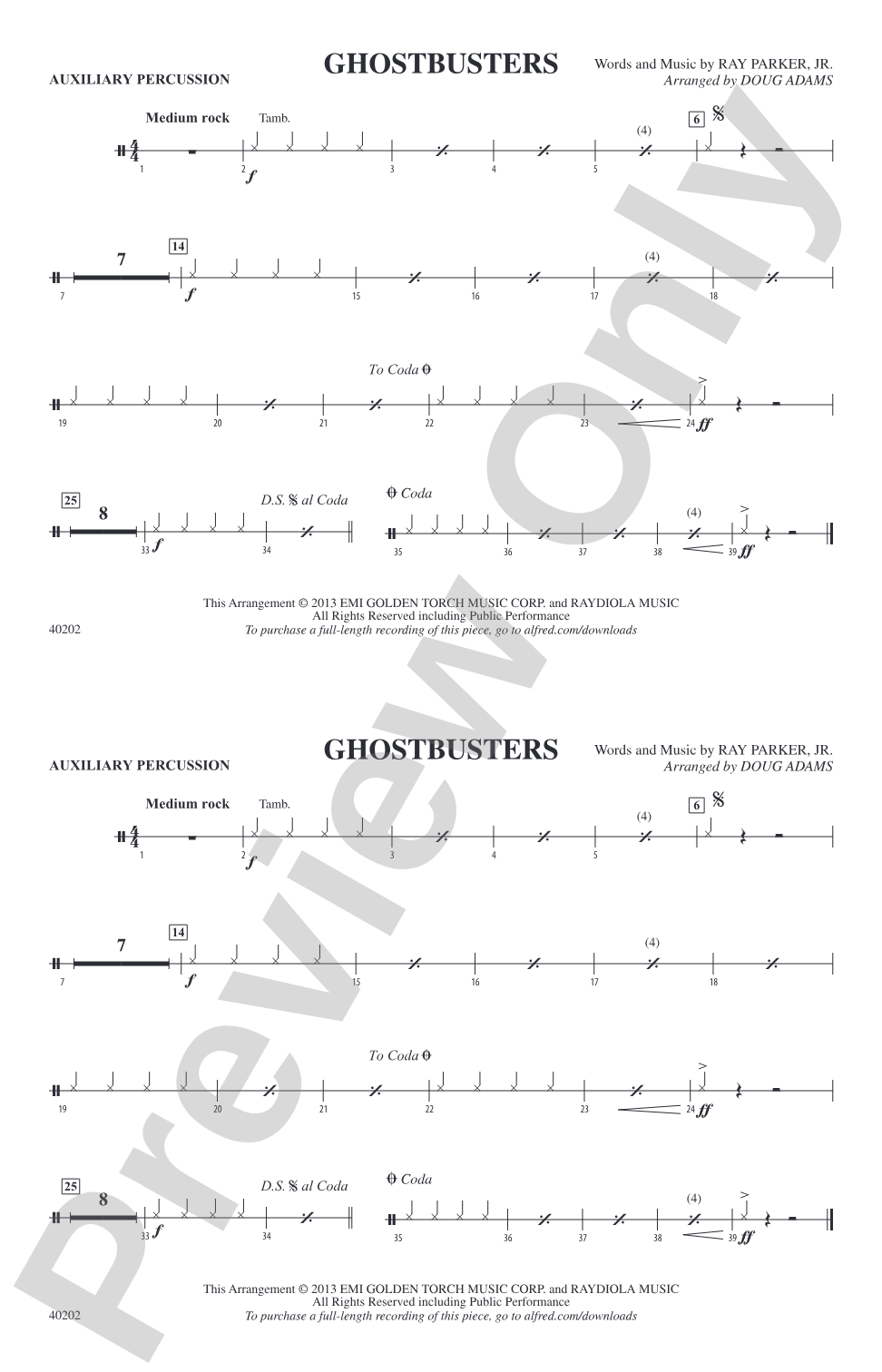 Ghostbusters: Auxiliary Percussion